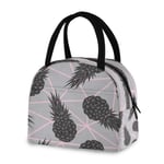 Reusable Lunch Bag, Geometric Tropical Pineapple Pattern Insulated Lunch Box Cooler Lunch Tote Bag Food Bag Handbag for Kids Men Women Boys Girls