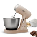 SOGO SS-14506 3-in-1 Food Processor, Mixer and Mixer with Rotary Bowl, Stainless Steel Sticks and Hook, 5 Speeds, 3.2 Litre (Beige)