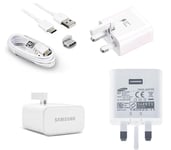 Genuine Samsung Galaxy Fast Adaptive UK Mains Wall Charger & Fast Charging USB-C Cable For Samsung Galaxy A22, A22 5G & Also includes MOBACE® Braided Type C Cable Compatible with all Type C Devices