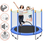 Basinnes Kids Trampoline 6 Poles Round,with Safety Enclosure Net And Frame Cover, Indoor Outdoor Children'S Activity Junior Jumpingbed,Blue