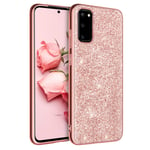 YINLAI Samsung Galaxy S20 Case Samsung S20 Case Glitter Shiny Sparkly Slim Shockproof Hybrid Covers Drop Protection Girly Women Phone Case for Samsung Galaxy S20 6.2 inch 5G (2020),Rose Gold/Pink