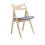 Carl Hansen - CH29P Sawbuck Chair, Vitoljad Ek, Lädergrupp B Thor - 350 - Matstolar