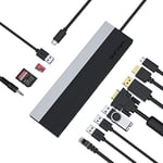 WAVLINK Station d'accueil USB C avec Triple écran, DP | HDMI | VGA, PD3.0, Lecteur de Carte SD-TF, Gigabit Ethernet, 4 Ports USB Compatible avec macOS et Windows