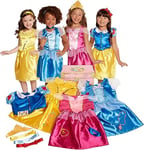 Disney Princess 4 Kleider: Aurora, Belle, Cinderella, 1vweißes Outfits, 4 Oberteile und 3 Röcke, 21 Teile, für Mädchen zwischen 3-6 Jahren