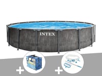 Kit piscine tubulaire Intex Baltik ronde 5,49 x 1,22 m + B?che ? bulles + Kit d'entretien