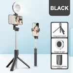 showsing Bluetooth Selfie Stick Tripod with Ring Light Selfie Portable Beauty Monopod Tripod for iphone Samsung Mobile Android Smartphone-Black with one light
