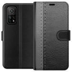 Xiaomi Mi 10T 5G Svart Plånboksfodral Grått Fake Läder
