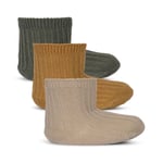 Konges Sløjd 3pk rib socks – milk/honey/basil - 17-18