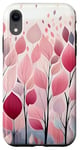 Coque pour iPhone XR Rose Hiver Feuilles Moderne Aquarelle Art Abstrait