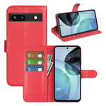 Google Pixel 7a PU Wallet Case Red