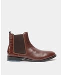 Oswin Hyde Mens Douglas Brown Croc Leather Chelsea Boots - Size UK 8