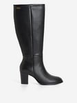Barbour Gloria Leather Heeled Knee High Boot - Black, Black, Size 3, Women
