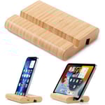 Bambu surfplatta stativ trä mobiltelefon stativ för skrivbord, trä surfplatta hållare skrivbord mobiltelefon hållare mobil stativ för alla telefoner (stor storlek)