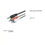 Trade Shop - 5m Audio Cable Jack 3.5mm Aux To 2 Rca Male Double Y Stereo 5 Mt Aux-r5.0m