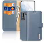 Samsung Galaxy S21 FE Plånboksfodral - Dux Ducis Äkta Läder Isblå (RFID Skydd)