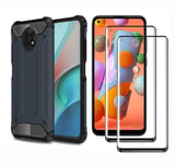 GOGME Case for Xiaomi Redmi Note 9T 5G Case + 2 Screen Protector, Premium Dual Layer Tough Rugged Hard PC Cover, Shockproof Resistant Protective Case for Xiaomi Redmi Note 9T 5G, Navy