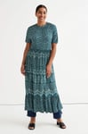 Cellbes Lang, mønstret Jersey-kjole med puffermer