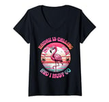 Womens Hawaii Is Calling And I Must Go Flamingo Summer Time V-Neck T-Shirt