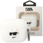 Karl Lagerfeld KLA3RUNCHH veske for AirPods 3 veske - hvit Silikon Choupette Head 3D