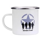 Enamel Cup Brothers in Arms US Army Allied Star White Coffee Mug WWII