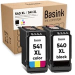 Basink Cartouche d'encre Compatible avec Canon PG-540 CL-541 XL Pack 2 pour Pixma MG3150-3250-3550-4150-4250 MX375-395-435-455-515-525 TS5151