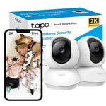 Tapo Indoor Wifi Camera, 2K High Resolution Baby Camera, Security CCTV, Wireless 360° Pet Monitor, Smart Motion Detection & Tracking, Night Vision, Work with Alexa & Google Home, 2 Pack(Tapo C210P2)