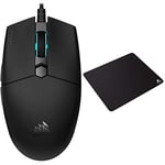 Corsair KATAR PRO XT Ultra-Light Gaming Mouse, Black & MM100 Medium Cloth Surface Mousepad (Glide-Optimised Textile Surface, Anti-Slip Base, 320 mm x 270 mm x 3 mm) - Black