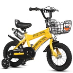 LYN Kids Bike, Childrens Bike,Boy’s Girl’s Kids Training Bicycle,Scooter Bicycle for 2-9 Years,Training Wheels & Hand Brakes,95% Assembled (Color : Yellow, Size : 14inch)