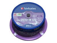 Verbatim - 25 x DVD+R DL - 8.5 Go 8x - argent mat - spindle