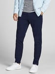 Jack & Jones Marco Slim Fit Chino Trousers - Navy, Navy Blazer, Size 36, Inside Leg Long, Men
