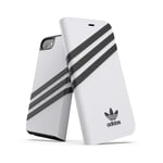 adidas Compatible with New iPhone SE (2020) Booklet Case Originals Three Stripes Protective Cover - White and Black
