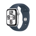 Apple Watch SE (GPS) • 40 mm aluminiumboett silver • Sportband stormblå – M/L