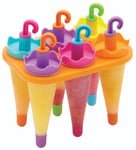 KitchenCraft Set of 6 Umbrella Lolly Makers with Stand and BPA-free Moulders