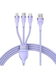 Baseus 3in1 USB cable Flash II Series USB-C + micro USB + Lightning 66W 1.2m (Purple)
