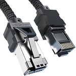 Câble réseau Cat 8, Ethernet, LAN – 0,6m – Edition Gaming avec tressage Heavy-Duty (connecteur RJ45, Cat 8.1, taux de données jusqu'à 40 Gbit/s pour jeux/PC/PS5/Xbox) – KabelDirekt