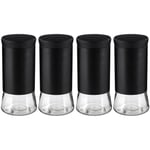 Set Of 4 1.5 Litre Black Stainless Steel Storage Jar Preserving Food Canister