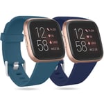 Ouwegaga Compatible with Fitbit Versa Strap/Fitbit Versa 2 Strap, Soft Silicone Sport Replacement Straps for Fitbit Versa 2/Fitbit Versa/Versa Lite/Versa SE, Small Blue/Slate