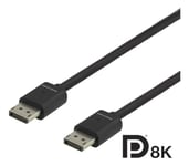DELTACO GAMING DisplayPort-kaapeli, 7680x4320 60Hz, 2m, musta