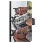 Hairyworm Horse Phone Case For LG K8 (2017), Leather Phone Case with 3 Ponies, Horses, Side Flip Wallet Phone Cover