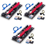 SZVIVID 009S PCI-E 16x to 1x Riser Adapter Card 60cm USB Extension Cable & 6 Pin PCI-E to SATA Power Cable - GPU Riser Molex and PCIE Connector - Ethereum Mining ETH Rig (3 pieces)