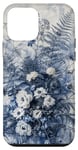 Coque pour iPhone 12 mini Bleu Toile Floral Bleu Botanique Nature Floraison