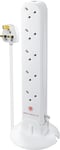 Tower Extension Lead Surge Protected by Masterplug - 10 Sockets 1m Cable White
