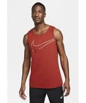 Nike Dri-FIT Mens Graphic Training Tank Vest in Red Cotton - Size X-Large