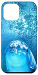 Coque pour iPhone 12 Pro Max Mignon dauphin océan mer bleu sarcelle turquoise bulles d'eau