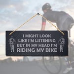 Stukk If You Want to Be Happy Four Wheels Move Body Two Soul Listening Bikers Laser Hanging Shed Sign (Riding My Bike), Natural Engraved Slate Stone Plaque, 30x12cm (Large)