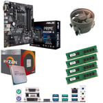 Components4All AMD Ryzen 5 2400G 3.6GHz (Turbo 3.9GHz) Quad Core Eight Thread CPU, ASUS Prime B450M-A Motherboard & 32GB 2133MHz Crucial DDR4 RAM Pre-Built Bundle