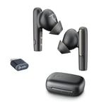 Écouteurs sans fil True Wireless Poly Voyager Free 60 UC – Micros antibruit pour des appels clairs – ANC – Étui de chargement portable – Fonctionne avec iPhone, Android, PC/Mac – Certifié Teams – Noir