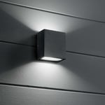 Argo, Udendørs væglampe, Ap, metal by Ideal Lux (H: 9 cm. x B: 5 cm. x L: 10 cm., Antracit/3000 kelvin)
