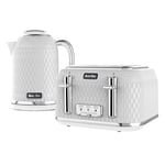 Breville Curve Kettle & Toaster Set with 4 Slice Toaster & Electric Kettle | 3 KW Fast Boil | White & Chrome