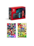 Nintendo Switch Neon Console With Mario Kart 8 &Amp; New Super Mario Bros U Deluxe